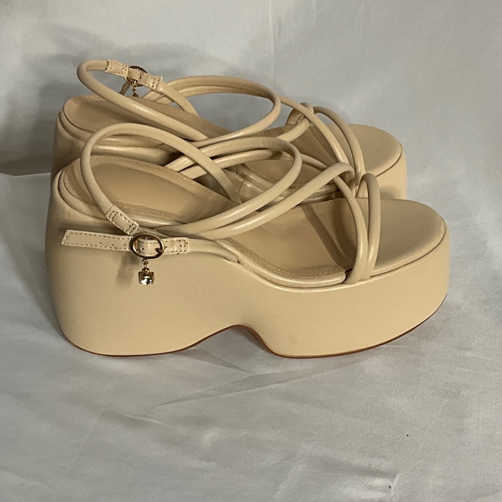 Chic Cream Platform Sandals - Picture 3 of 11